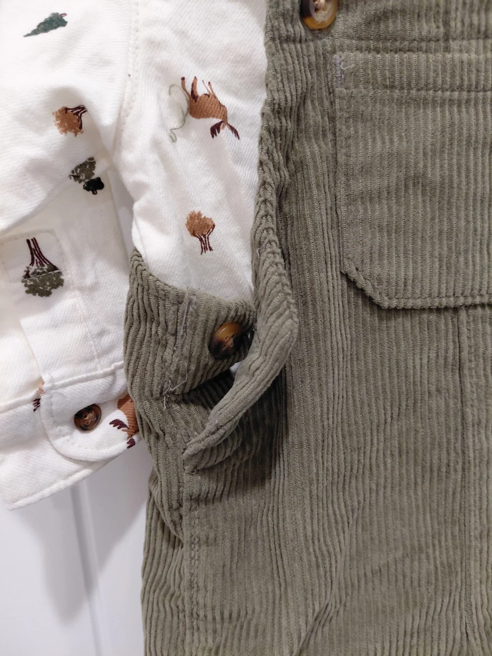 Carter's Olive Corduroy Overalls with Button Straps #0927